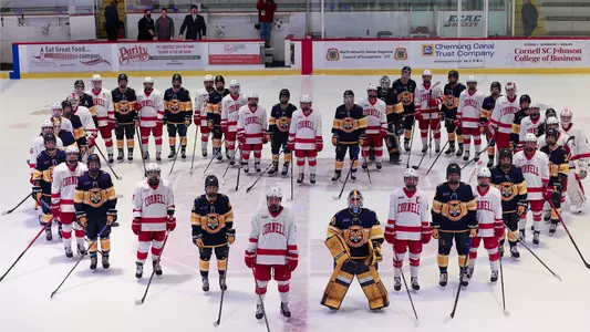 WIH making the shape of a heart with Cornell after their DIFD game (Jan. 18, 2025)