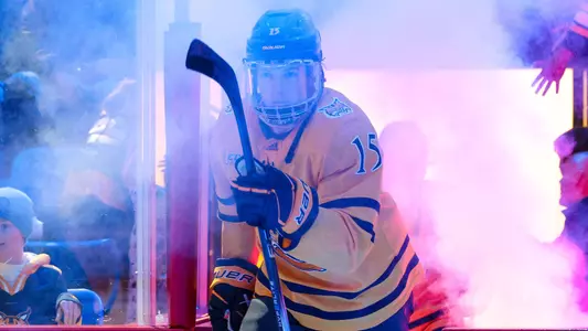 Jack Ricketts Comes Out of the Tunnel vs. RPI (Dec. 6 in Hamden, Conn.)