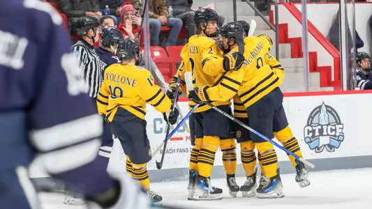 Quinnipiac Celebrates After a Goal (Jan. 25, 2025 in Fairfield, Conn.)