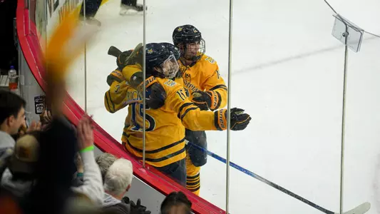 Victor Czerneckianair Celebrates with the Team (Jan. 17, 2025 in Hamden, Conn.)