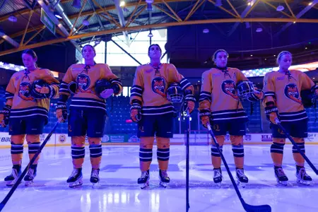 Bobcats lineup during National Anthem (9.26.25 in Hamden, C.T.)