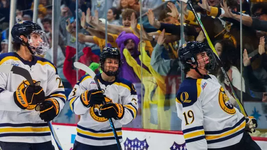 Ethan Wyttenbach Celebrates His Goal Against Maine (Oct. 18, 2025 in Hamden, Conn.)
