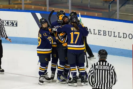 Hug celebration after Taylor Brueske scored a goal (10.24.25 in New Haven, C.T.)