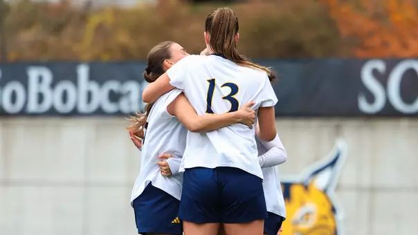 Quinnipiac Celebrates Second Goal in Win over Manhattan (Oct. 29, 2025 in Hamden, Conn.)