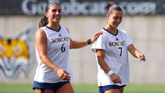 Madison Alves and Milena Branco After Game Against Syracuse (Aug. 28, 2025 in Hamden, Conn.)