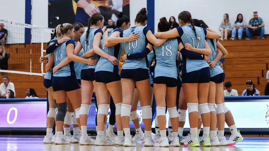 Women's Volleyball Team Huddle (Oct. 4, 2025 in Hamden, CT)