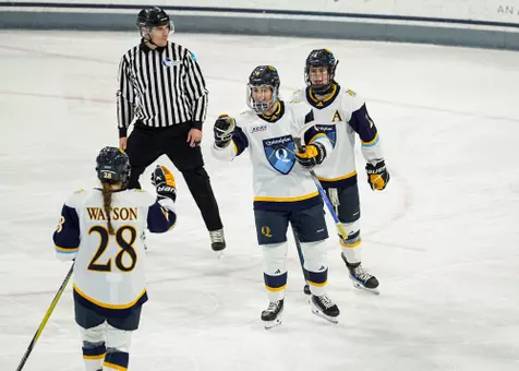 Kahlen Lamarche celebrate game-winning goal vs Sacred Heart (11.29.25 in Storrs, CT)