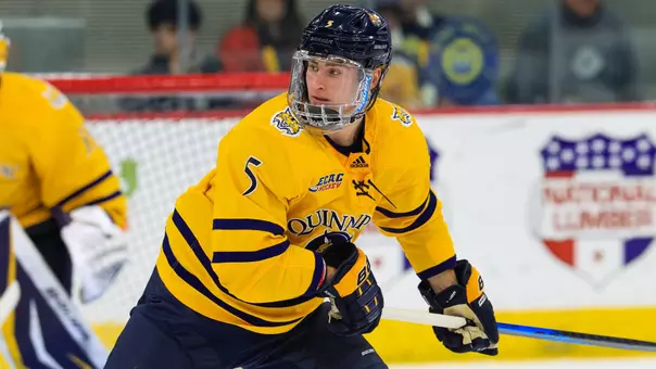 Brady Schultz Eyes the Puck Against Maine (10/17/2025 in Hamden, Conn.)