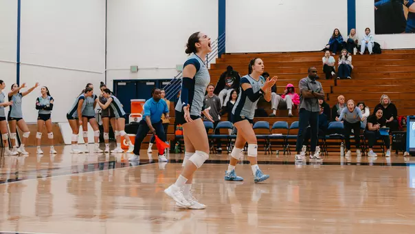 Damla Gunes Celebrates Point in Win over Saint Peter's (Nov. 7, 2025 in Hamden, Conn.)