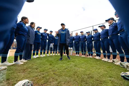 Softball team huddle pregame (4.13.2025 in Hamden, CT)