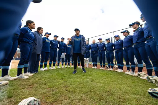 Softball team huddle pregame (4.13.2025 in Hamden, CT)
