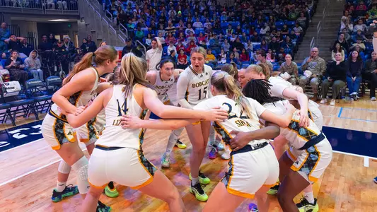 Bobcats Pregame Huddle against Manhattan (Dec. 19 in Hamden, Conn)