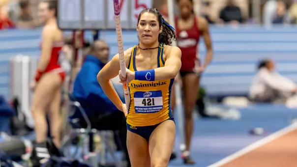 Talia Graham During Her Run-Up in Pole Vault at the MAAC Championships (Feb. 22, 2025 in New York, N.Y.)