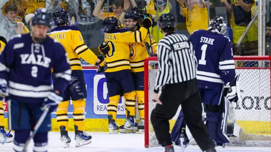 Jack Ricketts and Tyler Borgula Celebrate a Goal (2/21/25 in Hamden, Conn.)
