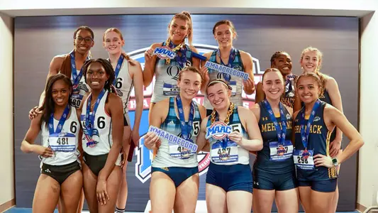 Bobcats' 4x400 Relay Team Poses with Medals (Feb. 23, 2025 in New York)