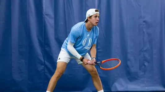 Carlos Braun Simo waiting to return a serve at NHHR (Feb. 29, 2024)