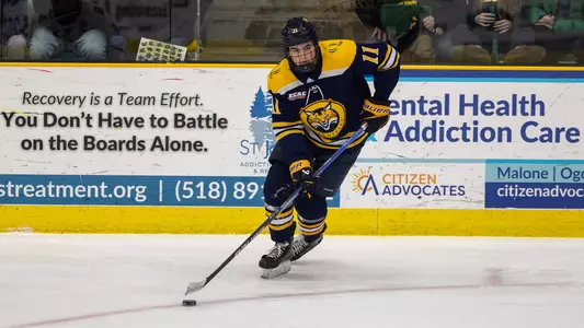 Aaron Schwartz Handles the Puck at Clarkson (Feb. 28, 2025 in Potsdam, N.Y.)