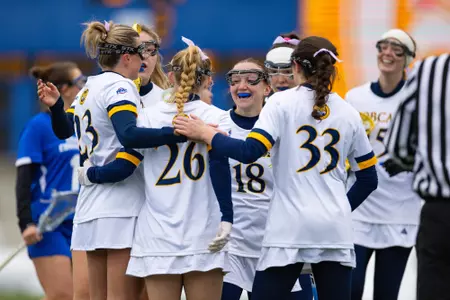 Bobcats Celebrate a Goal against CCSU (Feb. 12, 2025 in Hamden, Conn.)