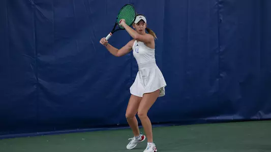 Trista Caffyn-Parsons getting ready to hit a forehand at North Haven Health & Racquet (Jan. 23, 2025)