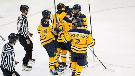 Bobcats Celebrate After a Goal (Feb. 7, 2025 in Hamden, Conn.)