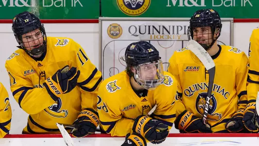 Aaron Schwartz, Chris Pelosi and Anthony Cipollone Sitting on the Bench (Feb. 22, 2025 in Hamden, Conn.)