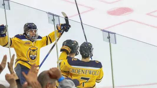Chris Pelosi Joins Goal Celebration Against Brown (March 15, 2025 in Hamden, Conn.)