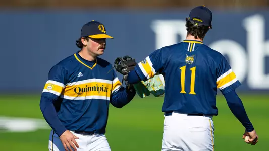 Sebastian Mueller and Sam Wright High Five Against Iona (March 7 - Hamden, Conn.)