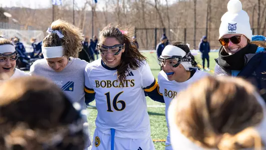 Women's Lacrosse Huddles Before Its Game vs. Yale (Feb. 18, 2025 in Hamden, Conn.)