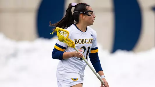 EllaGrace Delmond Carries the Ball against CCSU (Feb. 12, 2025 in Hamden, Conn.)