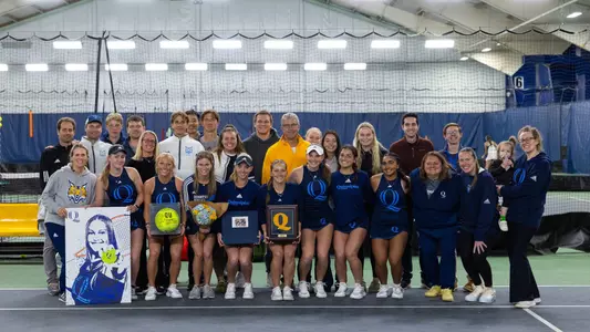 Women's tennis team and family at senior night against MSM at NHHR (4/12/25)