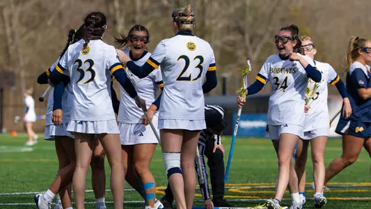 Quinnipiac Comes Together to Celebrate a Goal Against Canisius (April 16, 2025 in Hamden, Conn.)