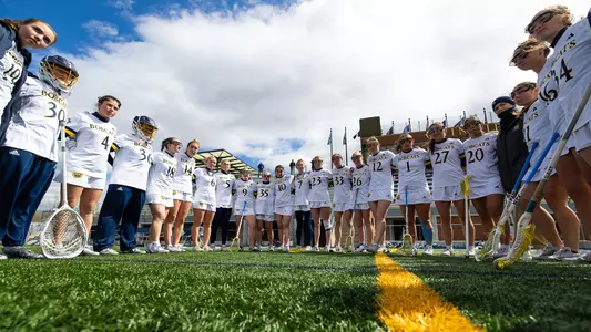 Women's Lacrosse Team Huddle Before its Game Against Canisius (April 16, 2025 in Hamden, Conn.)