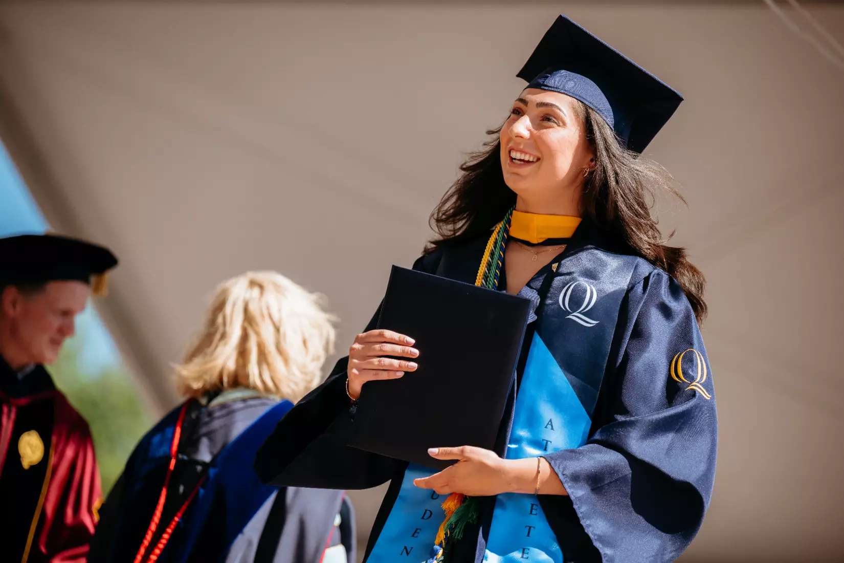 Quinnipiac University School of Health Sciences students attend their commencement ceremony at the Mount Carmel Campus on Sunday, May 11, 2025.
