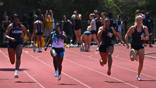 Nyasia Dailey Sprints the 100m at the Jay Carisella Invite (May 3, 2025 in Dedham, Mass.)