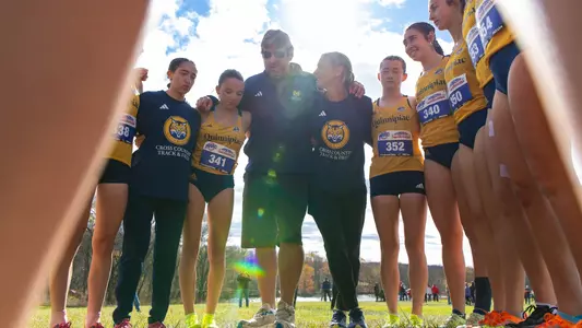 Women's Cross Country Huddles Before MAAC Meet (Nov. 2, 2024 in Montomgery, N.Y.)