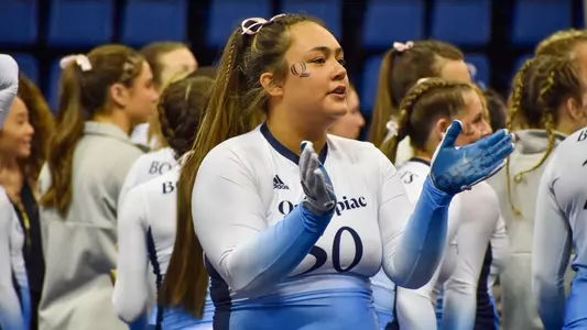 Nicolette Tianga Celebrates During a 2022 Meet against Oregon