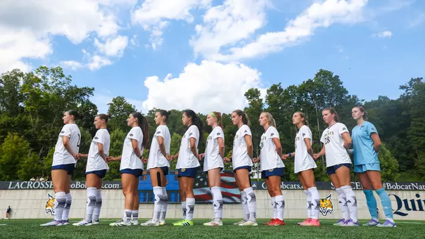 Women's Soccer Stands for National Anthem Against Syracuse (August 28th, 2025 in Hamden, Conn.)