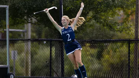 Ava Bleier Celebrates Her Goal Against Merrimack (Sept. 21, 2025 in Hamden, Conn.)
