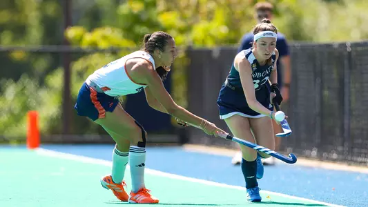 Charlie Caunter dribbling in a game against Bucknell in Hamden, Conn. (Aug. 31, 2025)