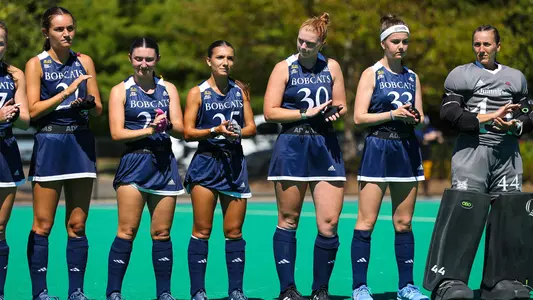 Field Hockey during starting lineups in a game against Bucknell in Hamden (Aug. 31, 2025)