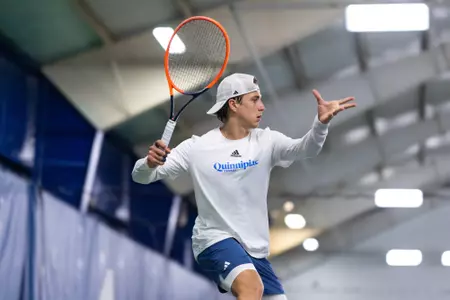 Carlos Braun-Simo playing match against Mount St. Mary's (4.12.25 in North Haven, C.T.)