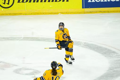 Emerson Jarvis celebrates game-winning goal vs Bulldogs (1.3.26 in Belfast, N. Ireland)