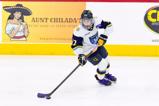 Emerson Jarvis with the puck against Cornell (1.24.26 in Hamden, C.T.)