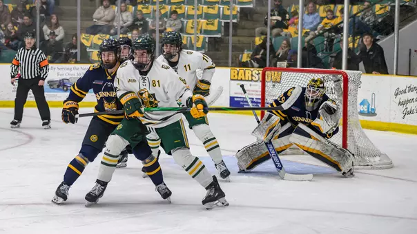 Graham Sward and Dylan Silverstein Fight to See the Puck at Clarkson (Jan. 31, 2026 in Potsdam, N.Y.)