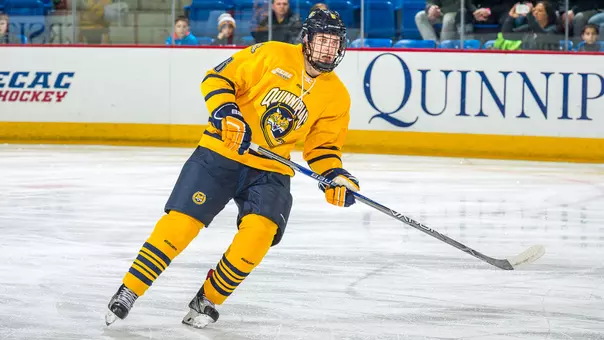 Devon Toews Waits for the Puck Against Cornell