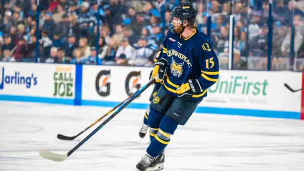 Graham Sward Eyes the Puck Against Maine (Oct. 9, 2026 in Orono, Maine)