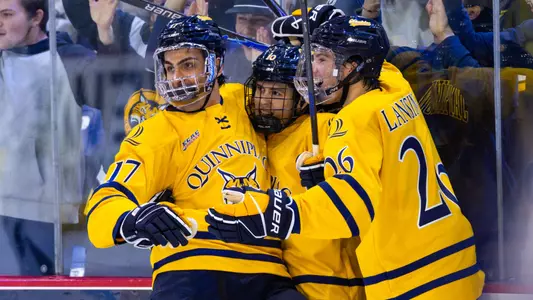 The Bobcats Celebrate a Goal Against New Hampshire (Oct. 2, 2026 in Hamden, Conn.)