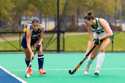 Jule Hoefer with the ball against Dartmouth (Oct. 11, 2026 in Hamden, CT)