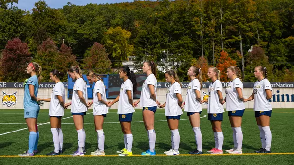 Women's Soccer Stands for National Anthem Against Iona (Oct. 10, 2026 in Hamden, Conn.)
