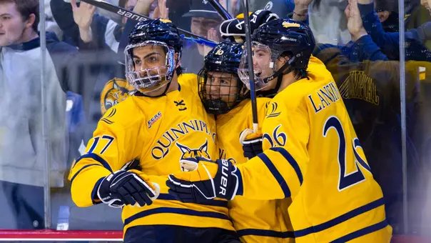 Quinnipiac Celebrates a Goal against New Hampshire (Oct. 2, 2026 in Hamden, Conn.)